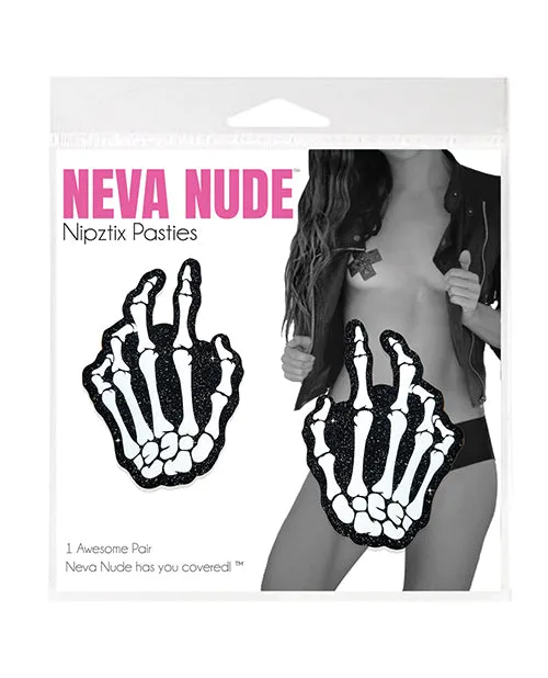 Neva Nude Anal Neva Nude Holographic Skeleton Hands Pasties WhiteBlack OS